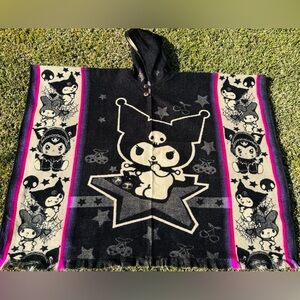 Kuromi adult size alpaca poncho with acrylic, unisex one size made in Ecuador